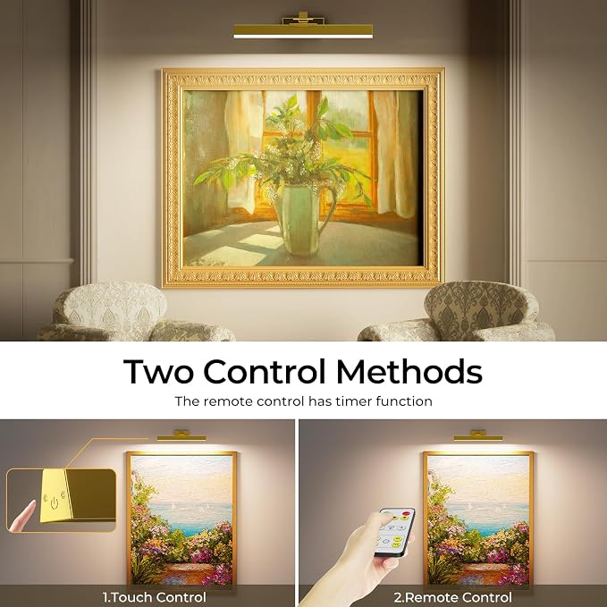 Afyuol Picture Lights for Wall, Battery Operated Picture Light 16in Art Light - Image 6