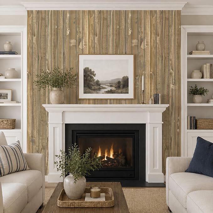 VEELIKE Weathered Wood Slat Wall Panels Peel and Stick Reclaimed Wood Grain - Image 4