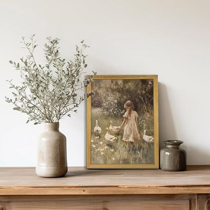 Wood Framed Canvas Wall Art, Vintage Girl - Image 7