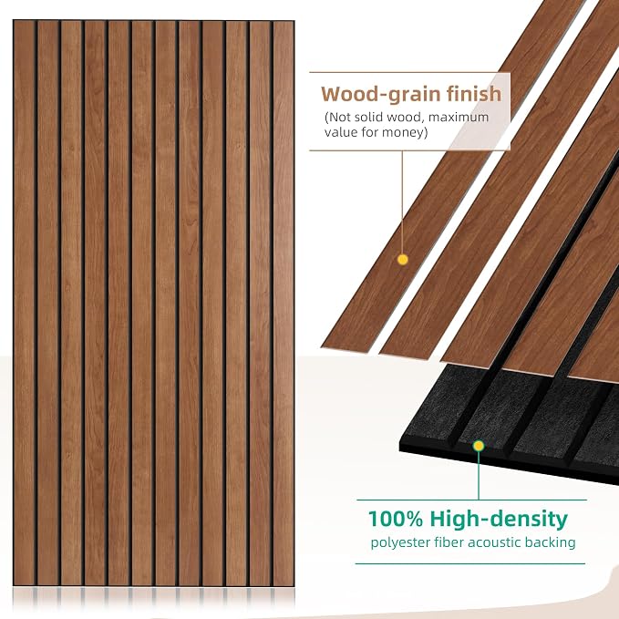 Wood Veneer Acoustic Panels, 4 Pack 47.2”x23.6” Sound Panels, Decorative Large - Image 3