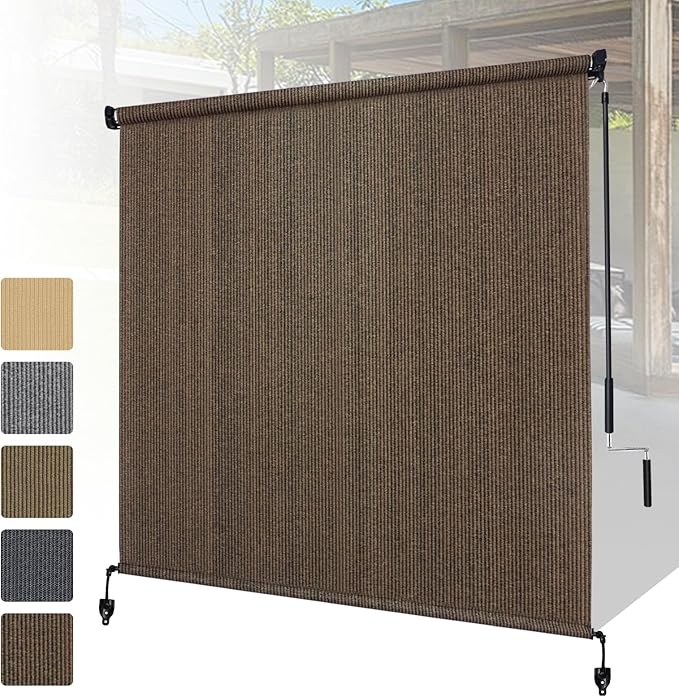 Shade&Beyond Outdoor Roller Shades 4' W x 8' H Cordless Patio Roll Up Blinds by ShadeBeyond