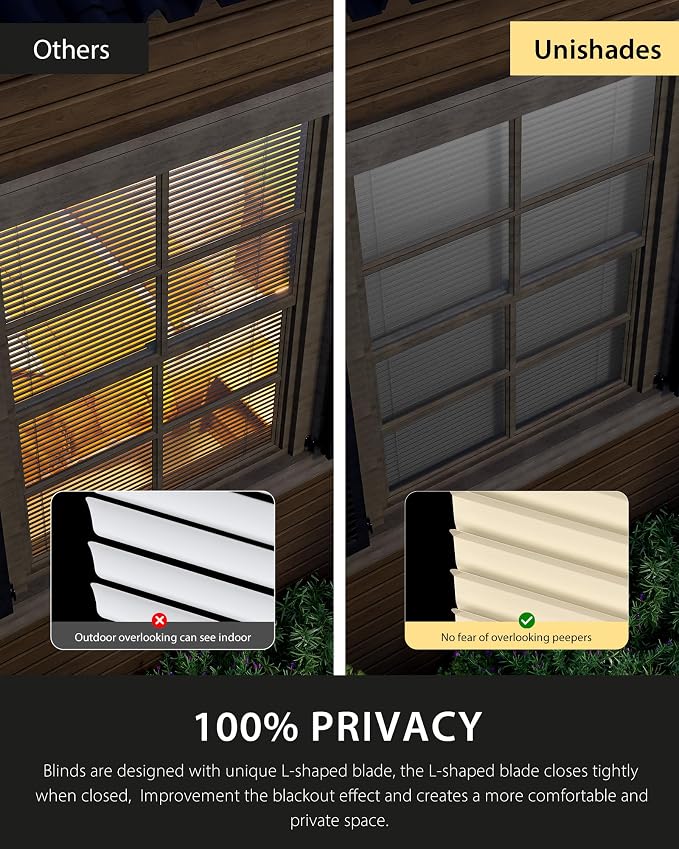 UNISHADES No Drill Blinds for Windows 1" Vinyl L-Shaped Slats Cordless Mini - Image 3