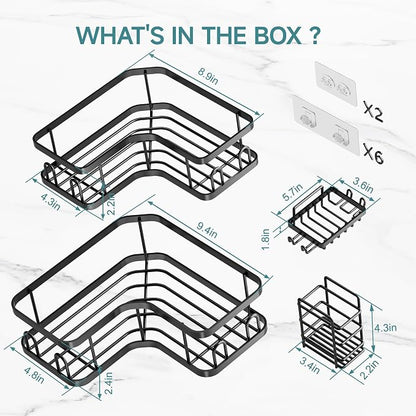 Veken Corner Shower Caddy 4-Pack, Advanced Rustproof Design, No Drilling - Image 10