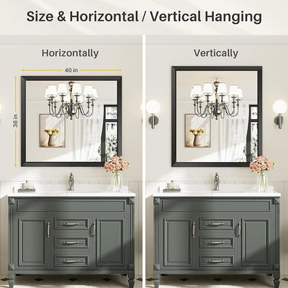 Briivue 40x36 Inch Black Bathroom Mirror - Image 6