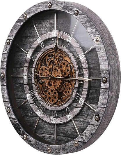 HOIBAI Wall Clock, 27 Inch Moving Gears Clock Large Wall Clock - Image 2
