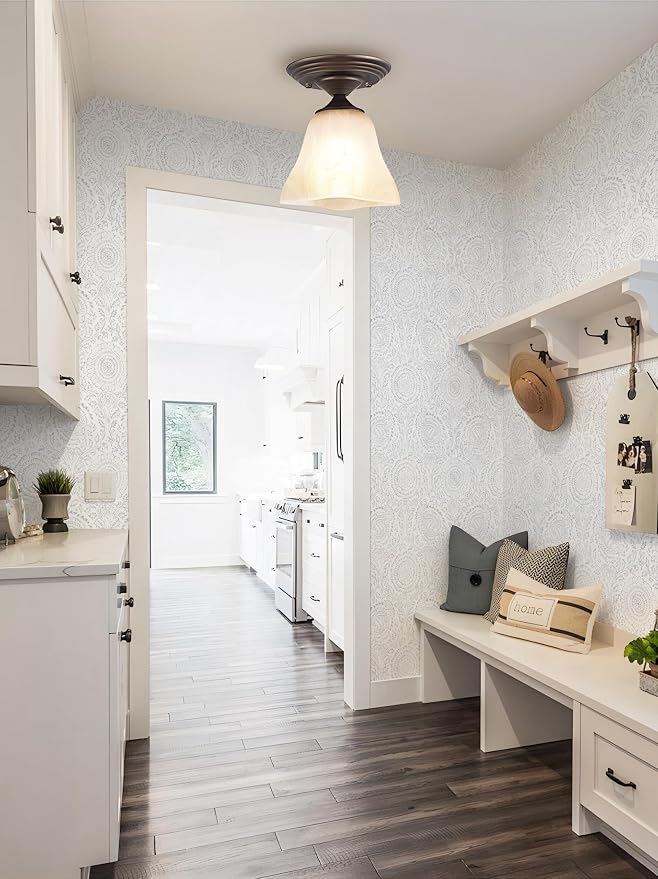 Heroad Peel and Stick Wallpaper Modern Floral Wall Paper Boho Grey Contact - Image 5