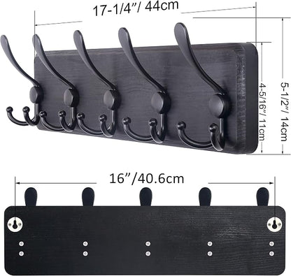 SKOLOO Rustic Wall Mounted Coat Rack: 16" Stud Spacing, Pine Real Wood Plank - Image 5