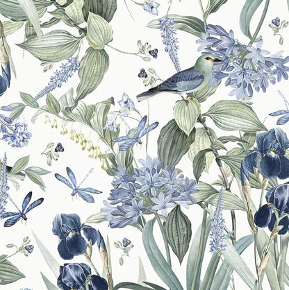 Floral Wallpaper Peel and Stick Blue Flower Contact Paper 16.9inch x118.1inch by lenify