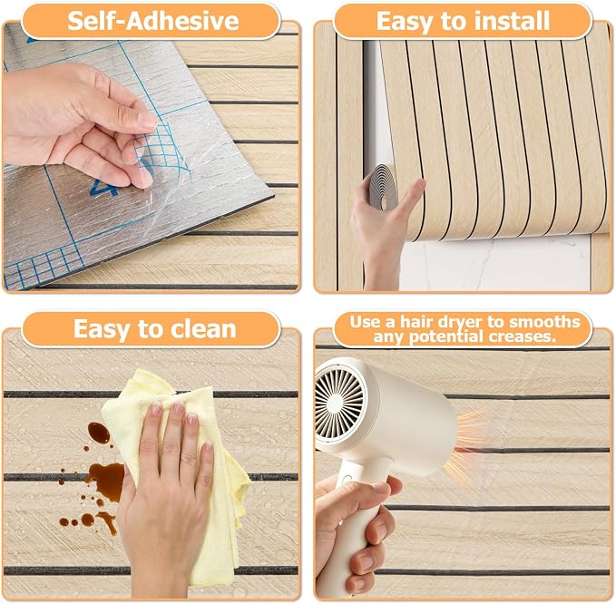 Arthome Peel and Stick Slat Wall Panels 15.7 "x400, Self-Adhesive PVC Wood - Image 6