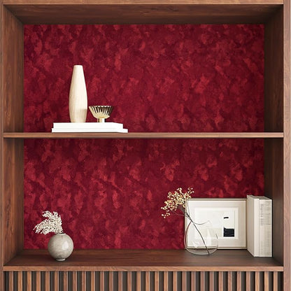 Wallercity Deep Red Velvet Peel and Stick Wallpaper Flocking Fabric Contact - Image 6