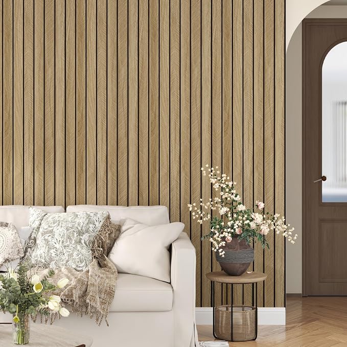 3D Brown Wood Wall Panels 197"x11.8" Acoustic Slat Wall Paneling Peel and Stick - Image 2