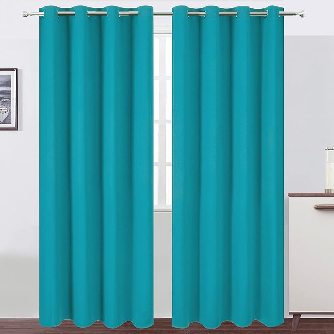 LEMOMO Blackout Curtains 66 x 95 inch/Teal Curtains Set of 2 Panels/Thermal by Lemomo