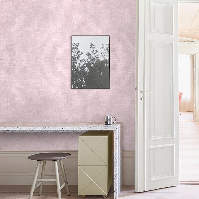 15.75"x787.4" Pink Wallpaper Peel and Stick Removable Grasscloth Textured - Image 7