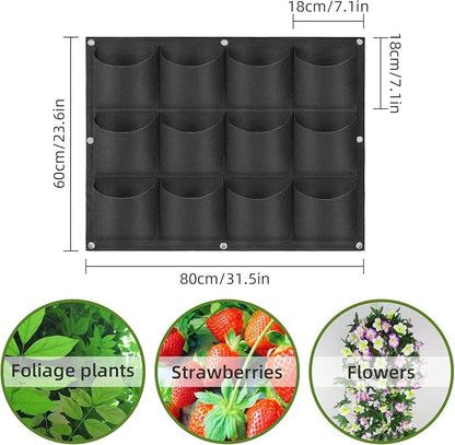 Hanging Planting Grow Bags, 12 Pockets Hanging Vertical Wall Planter Wall - Image 3