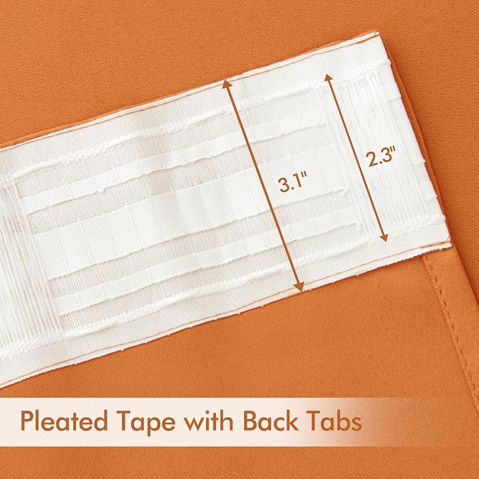 MIULEE Orange Back Tab Blackout Curtains 102 Inch Long 2 Panels Set - Image 4