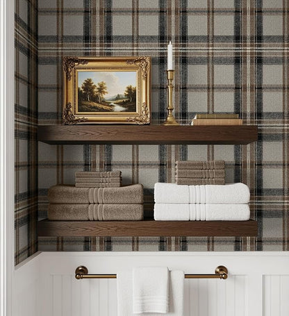 NextWall Harry & Grace Herringbone Plaid Premium Matte Non-Woven Peel and Stick - Image 5