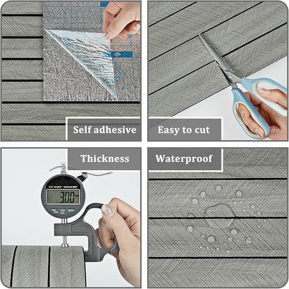 Grey Wood Wall Panels Textured Wood Slats 3D Soundproof Wall Panels Peel and - Image 5