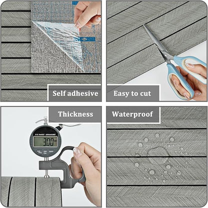 Grey Wood Grain Slat Panels for Interior Wall Decor 197"x23.6" Peel and Stick - Image 5