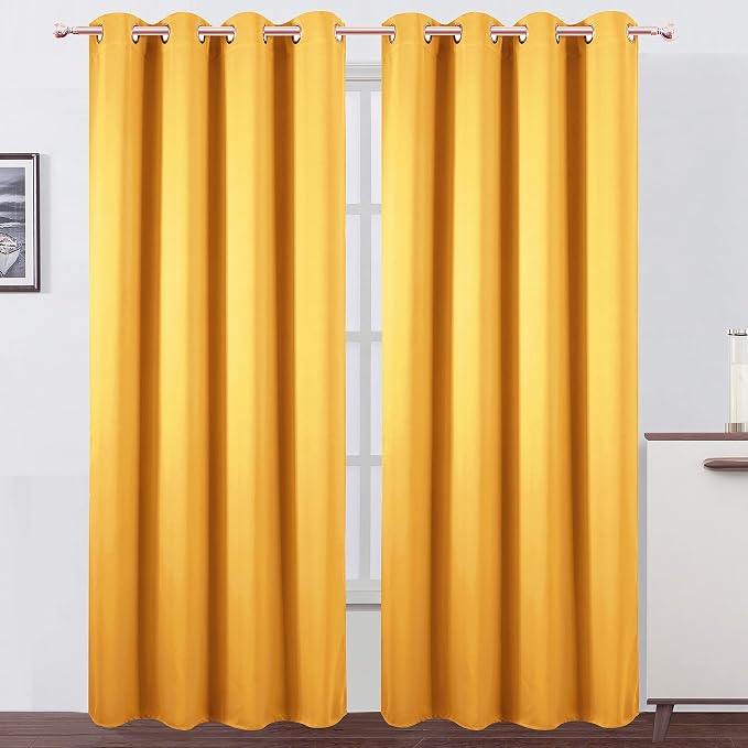 LEMOMO Yellow Thermal Blackout Curtains/52 x 95 Inch/Set of 2 Panels Room by Lemomo