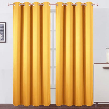 LEMOMO Blackout Curtains 66 x 95 inch/Yellow Curtains Set of 2 Panels/Thermal by Lemomo