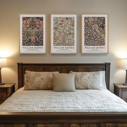 Framed Vintage William Morris Canvas Wall Art Set of 3, Large Retro Floral - Image 4