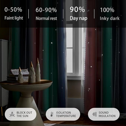 XiDi Pink Grey Girls Curtains for Bedroom, Childs Room Wall Decor Curtain - Image 5