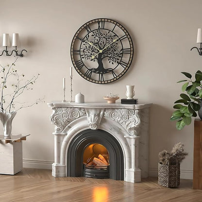 Micasso Rustic Oversize Wall Clock: 35Inch Farmhouse Tree of Life Metal - Image 6