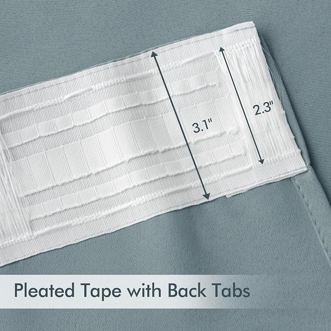 MIULEE Slate Blue Back Tab Blackout Curtains 108 Inch Long 2 Panels Set - Image 4