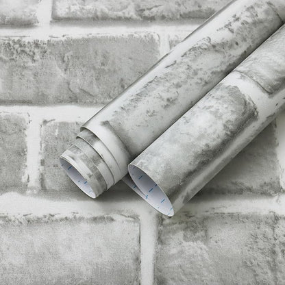 Guvana 17.3" x 394" Grey Brick Wallpaper Peel and Stick 3D Brick Contact Paper - Image 9