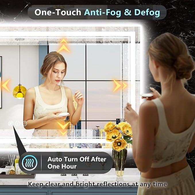 72x36 LED Bathroom Mirror with Lights, Backlit and Front Lit Anti-Fog Lighted - Image 5