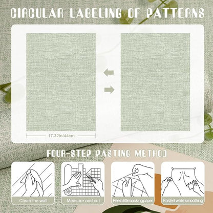 Amiya Grasscloth Wallpaper 17.3"x120" Sage Green Peel and Stick Faux Fabric - Image 12
