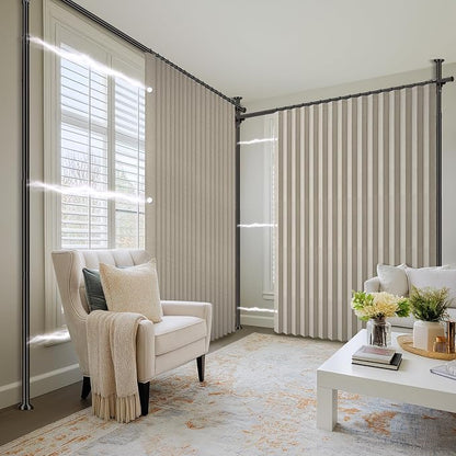 100% Blackout Room Divider Curtains Sets Cream White W100 x L96 in, 2 Panels - Image 8