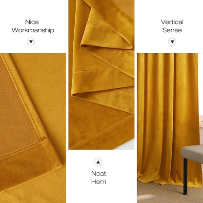 NICETOWN Yellowish Gold Velvet Curtains 84 inches Long - Image 7