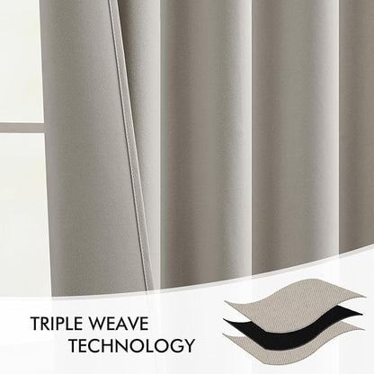 MIULEE Natural Back Tab Blackout Curtains 72 Inches Long 2 Panels Set - Image 7