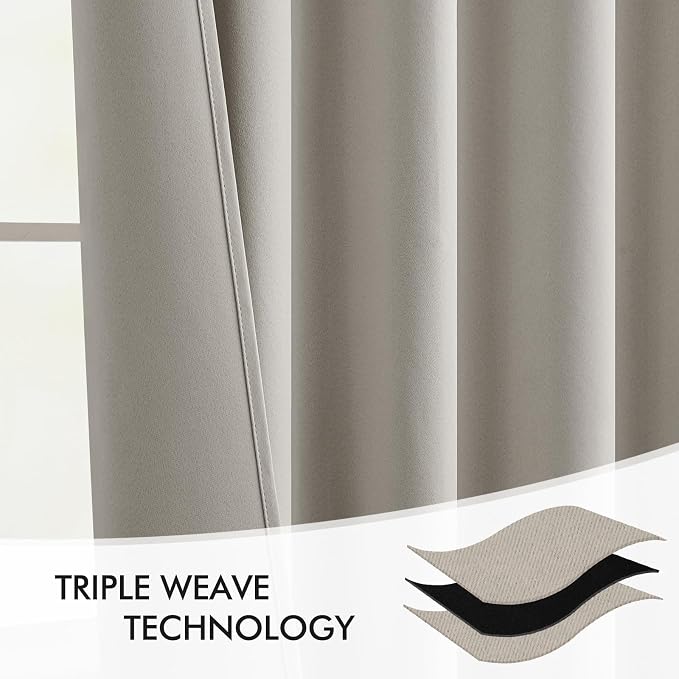 MIULEE Natural Back Tab Blackout Curtains 102 Inch Long 2 Panels Set - Image 7