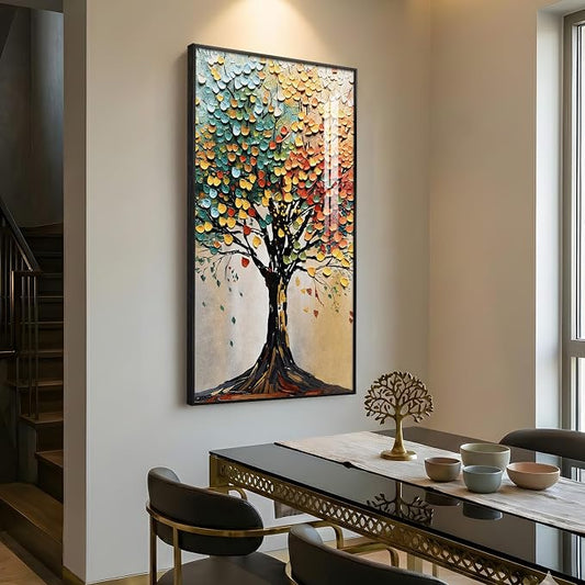 Large Framed Vertical Tree of Life Wall Art - Image 2