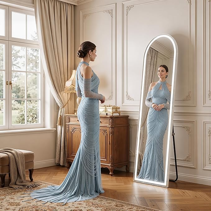 Full Length Mirror with LED Lights, Free Standing Floor Mirrors, Lighted Full - Image 2