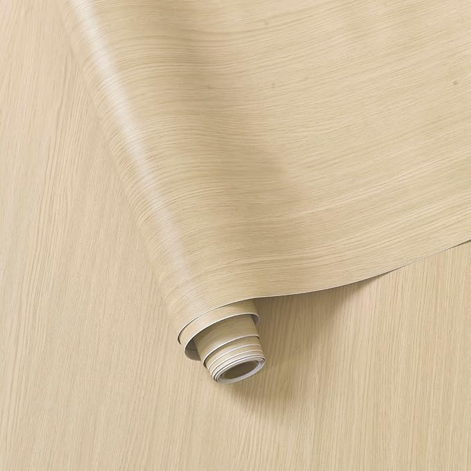 BOMENG Large White Oak Wood Contact Paper Peel and Stick Light Oak Wallpaper by BOMENG