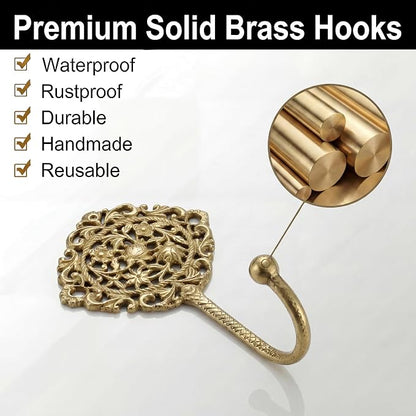 IndianShelf Solid Brass Boho Decorative Wall Hooks - Image 2