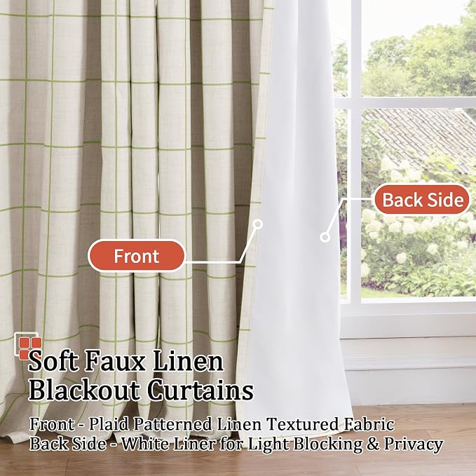 Lajode Sage Green Plaid Patterned Curtains Thermal Insulated - Image 4