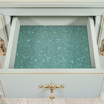 CRE8TIVE 8"x354" Light Teal Glitter Wallpaper Border Peel and Stick Wall Border - Image 4