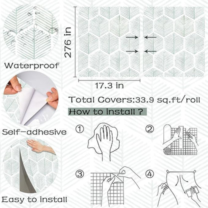 Modern Peel and Stick Wallpaper 17.3''×276'' Geometric Wallpaper Boho Contact - Image 3