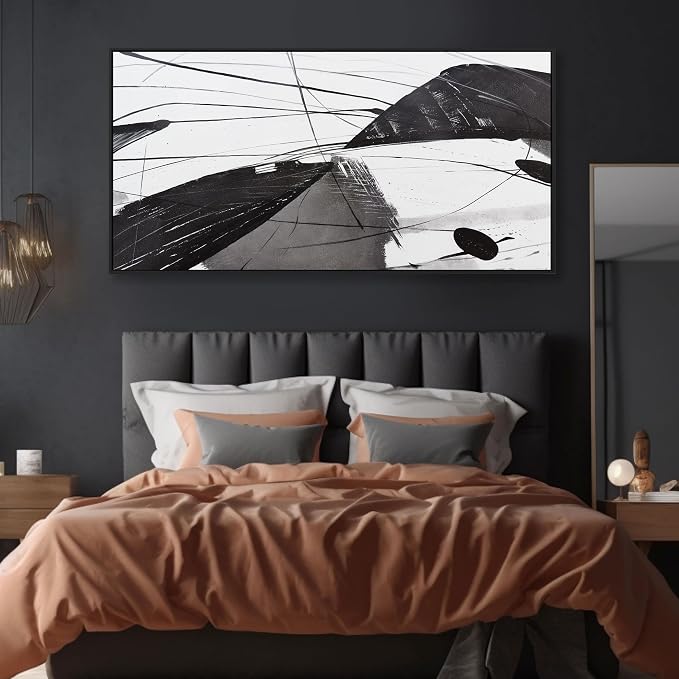 Abstract Canvas Art Home Wall Decor Black and White Abstract Wall Art Framed - Image 4