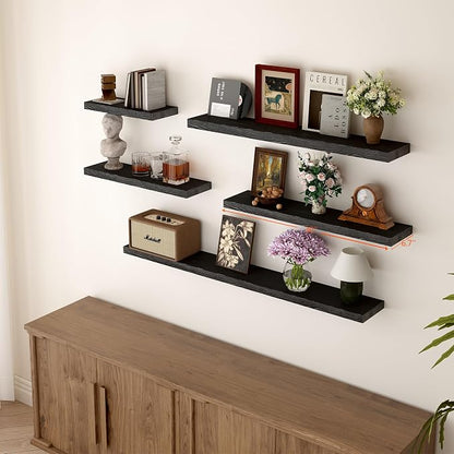 BGMG Wood Floating Shelves for Wall 30 inch Set of 2, Solid Wood Wall Mount - Image 4