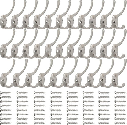 IBosins 32 Pack Silver Coat Hooks Wall Mounted - Image 2