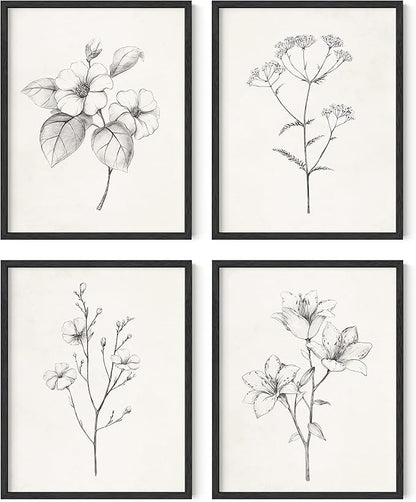 HAUS AND HUES Grey Floral Wall Art by HausandHuesArtPrints