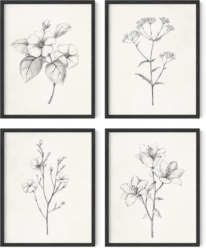 HAUS AND HUES Grey Floral Wall Art by HausandHuesArtPrints