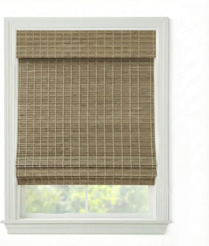 Cordless Woven Wood Roman Shades, 44W x 48H, Eastfield Ash, Sizes 20-72 Wide by FirstRateBlinds