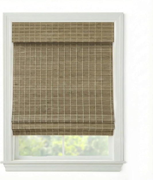 Cordless Woven Wood Roman Shades, 33W x 36H, Eastfield Ash, Sizes 20-72 Wide by FirstRateBlinds
