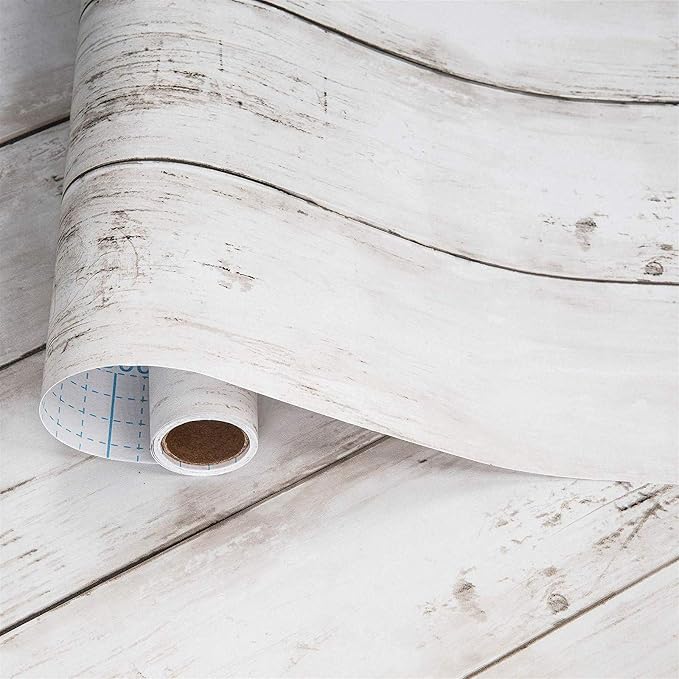 White Gray Wood Wallpaper 17.71 in X 393 in Peel and Stick Removable Decorative by Arrost